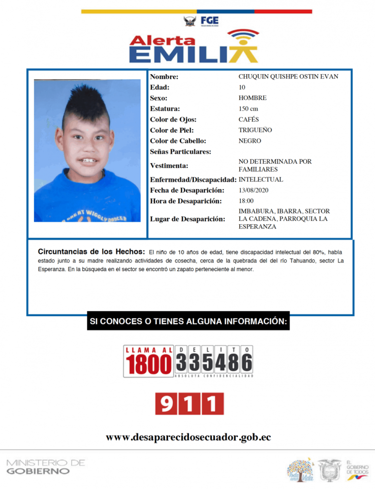 Policía encuentra a menor desaparecido en Ibarra