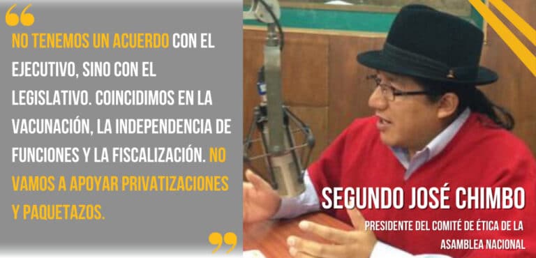 “No vamos a apoyar la privatización ni los paquetazos”, Segundo José Chimbo