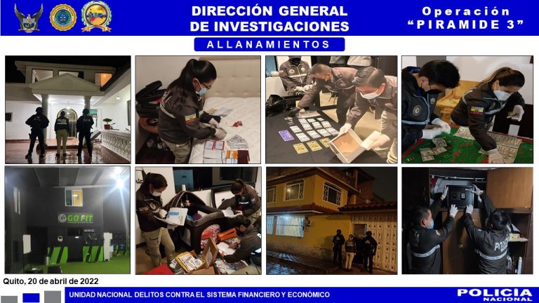 Policía Nacional allanó inmuebles de Captadora de Dinero en Quito y Guayaquil