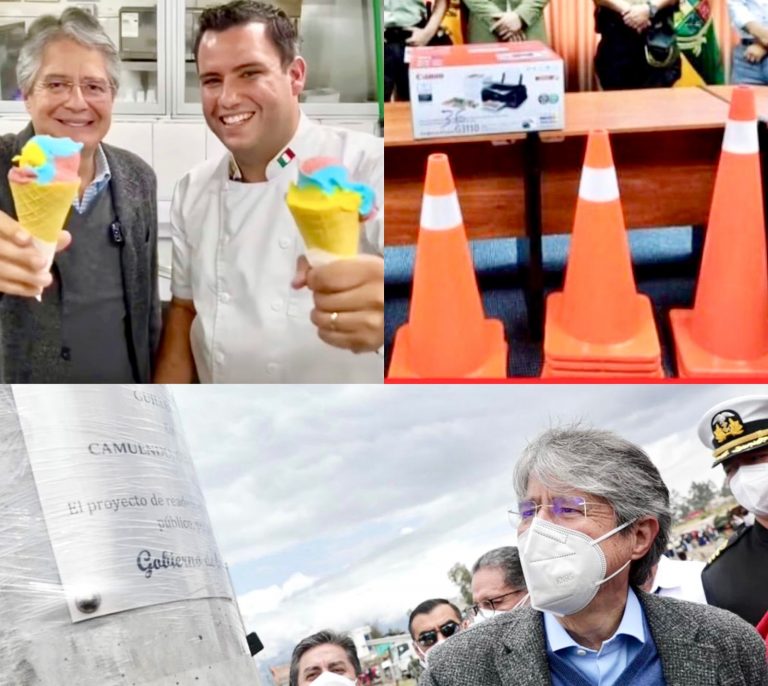 Las obras de Lasso: un poste, una impresora, conos y el helado de la reactivación